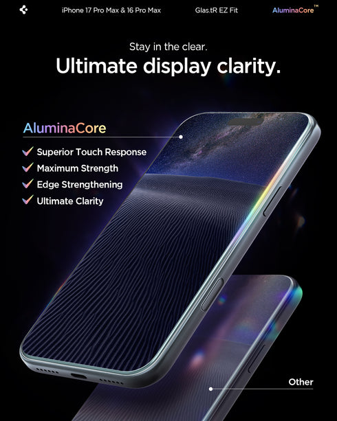 Spigen Película para iPhone 17 Pro Max – GLAS.tR EZ Fit (2 Unidades)